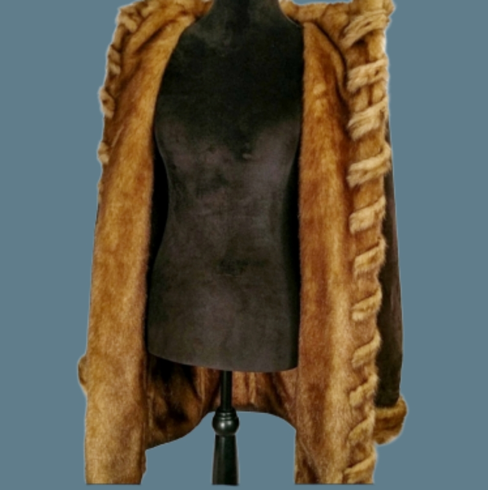 Vintage Leather Faux Fur Lined Coat M